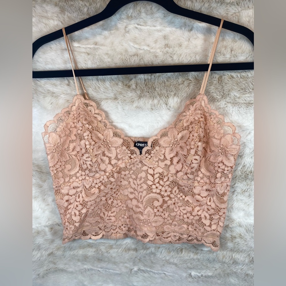 Pink lace bralette top M soft pink